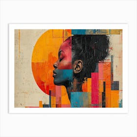 Colorful Chronicles: Abstract Narratives of History and Resilience. Woman'S Face Art Print