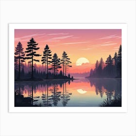 Sunset In The Forest 3 Art Print