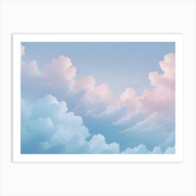 Pastel Pink And Blue Cloudscape Background With Blue Sky And Faint Airplane Trail Art Print