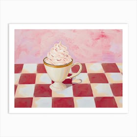 Whipped Cream Coffee On Checkboard 1 Art Print