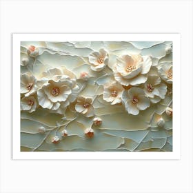 3d Painting of Sculpted Rose Blossoms and Delicate Petals Art Print