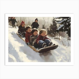 Children Sledding Art Print