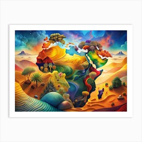 Abstract Artistic Representation Of The Continent Of Africa Art Print