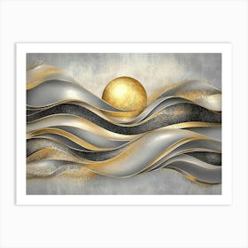 Gold And Silver Abstract Painting Póster