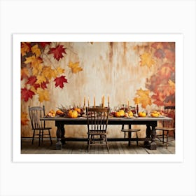 A Vintage Painting Esque Thanksgiving Celebration Enfolding Within An Intimate Group Nestled Amid R 2 1 Art Print