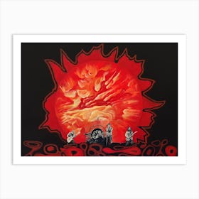 RHCP fire concert - music concert, RHCP rock band, star, punk, psychedelic Art Print