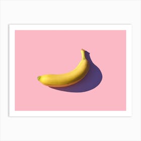 Banana On Pink Background Art Print