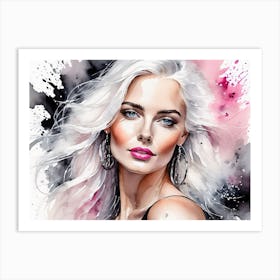 Watercolor Of A Beautiful Woman Art Print