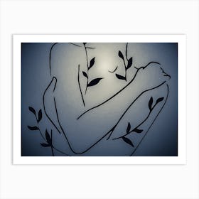 Woman With Leaves Art Print