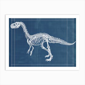 Plateosaurus Skeleton Hand Drawn Blueprint 3 Art Print