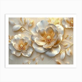 Gold Flowers 50 Art Print