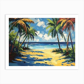 Palm Trees On The Beach Art Print