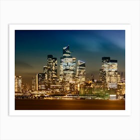 Striking NYC Skyline With Hudson Yards In The Evening Art Print