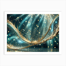 Sparkling golden waves in the sea 9 Art Print