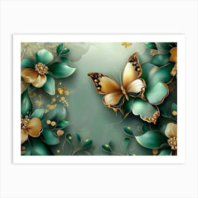 Gold Butterfly Wallpaper Art Print