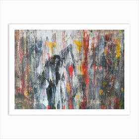 Abstract Painting, Acrylic On Canvas, Red Color Art Print