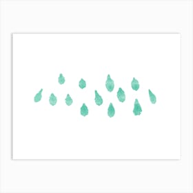 Abstract Green Watercolor Drops – Modern Minimalist Art Art Print