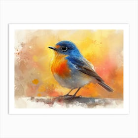 Calligraphic Wonders: Blue Robin Art Print