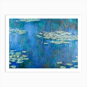 Claude Monet Waterlilies (in Blue) Painting 1905 Signed and Dated HD Immaculate Version Art Print