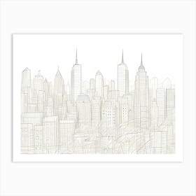 Abstract Image Of A City Skyline With Tall Buildings And A Foggy Landscape, Creating A Sense Of Mystery And Grandeur Art Print