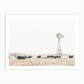 Windmill Cows Art Print