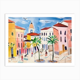 Forli Italy Cute Watercolour Illustration 1 Art Print