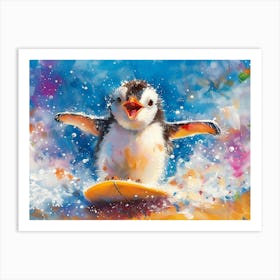 Surfing Penguins 2 Art Print