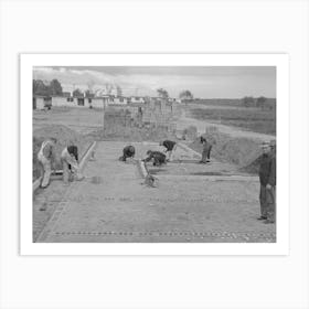 Laying Foundation In Construction Of Houses, Hightstown, New Jersey By Russell Lee Art Print