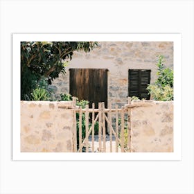Ibiza garden& House with brown door // Ibiza Travel Photography Art Print