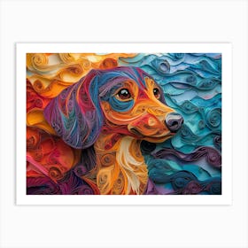 Dachshund Paper Quilling Dog Portrait Art Print