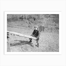 One Of The Max Sparks Children Playing On Homemade Teeter Totter Near Long Lake, Wisconsin By Russell Lee Art Print
