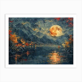 Moonlight Over Lake 1 Art Print