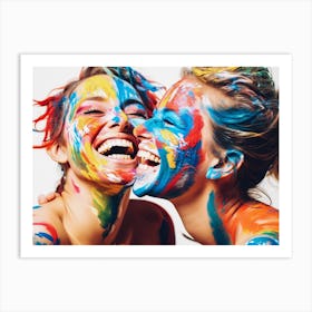 Two Girls With Paint On Their Faces Art Print