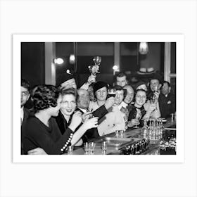 People At A Bar, Prohibition Vintage Black and White Old Photo, Bar Cart Decor Art Print