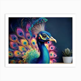 Colorful Peacock Art Print