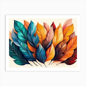 Beautiful Illustration Of Colorful Leaves 6 Art Print