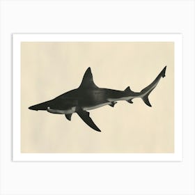 Scalloped Hammerhead Shark Grey Silhouette 2 Art Print