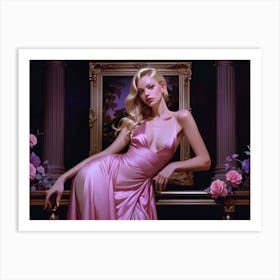 Sexy Woman In Pink Dress Art Print