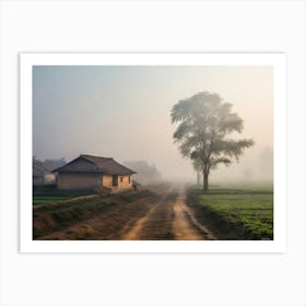 Country Road In The Mist Art Print