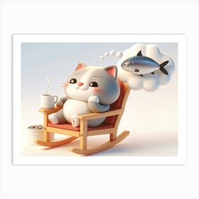 Cat In Rocking Chair 1 Art Print