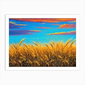 Sunset Over A Wheat Field 7 Art Print