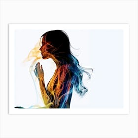 Woman With Smoke Art Print