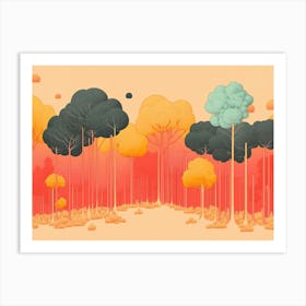 Colored forest minimal art illustration Art Print