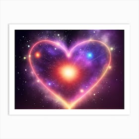 A Colorful Glowing Heart On A Dark Background Horizontal Composition 83 Art Print