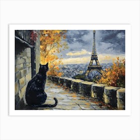 Black Cat In Paris 6 Art Print