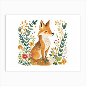 Little Floral Coyote 4 Art Print