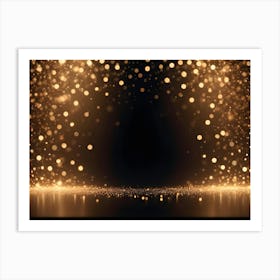 Abstract Image Of A Sparkling Golden Bokeh Light On A Dark Background Art Print