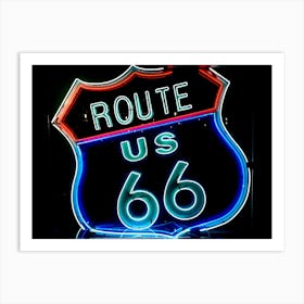 Route 66 Neon Sign Art Print