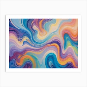 Abstract Background With Swirling, Fluid Lines In Vibrant Colors, Reminiscent Of Liquid Marble Or Oil Paint 3 Art Print