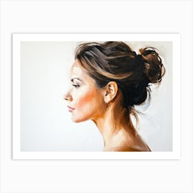 Side Profile Of Beautiful Woman Oil Painting 49 Art Print